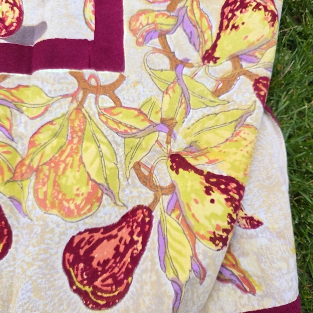 COULEUR NATURE BRUNO‎ LAMY Hand Made Pear COTTON TABLECLOTH 59 X 59 Square Fall